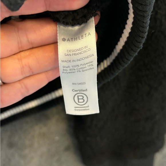 Athleta Black Sherpa Zip-Up Jacket Sz XS - Picture 3 of 7
